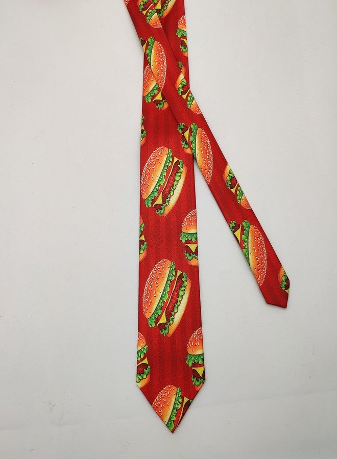 Giinly Hamburger Red Food Mens Ties Funny Long Neckties For Men Big And Tall, 61'' Xl Neck Tie - Image 4